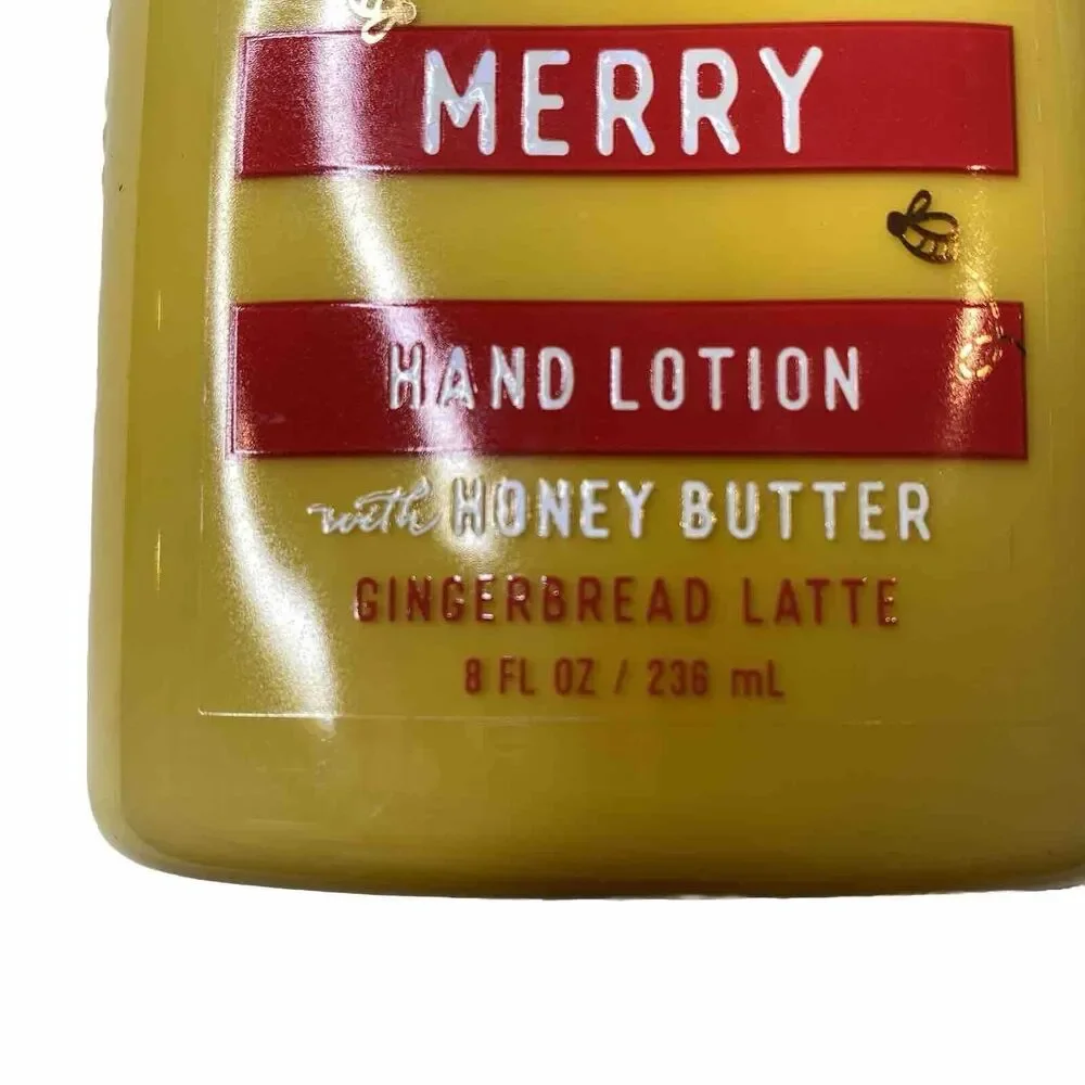 Bath Body Works Bee Merry Hand Lotion 8 oz Honey Butter Gingerbread Latte Pump